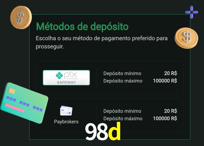 O cassino 98d oferece uma grande variedade de métodos de pagamento
